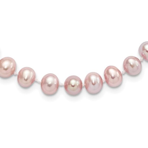 Kazi Luxury Sterling Silver Rh-plated 7-8mm Purple FW Cultured Pearl Necklace
